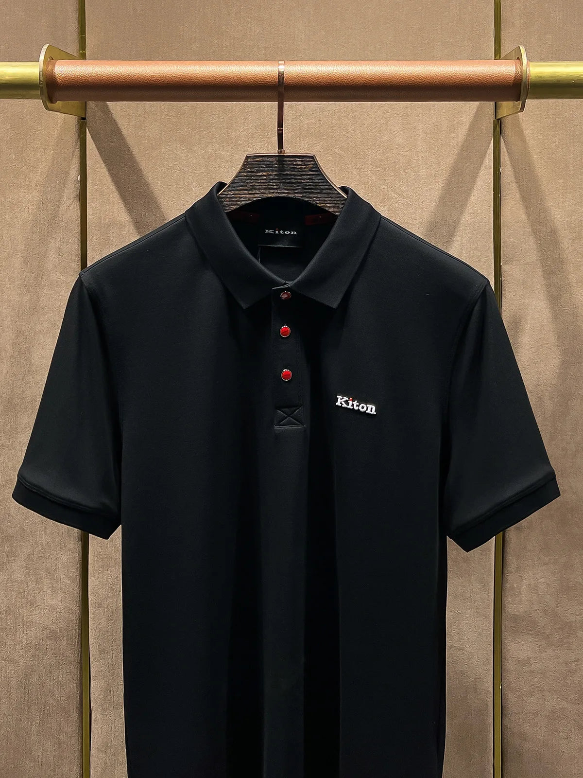 Summer kiton Chiton embroidered men's lapel short-sleeved solid color simple fashion versatile casual POLO shirt