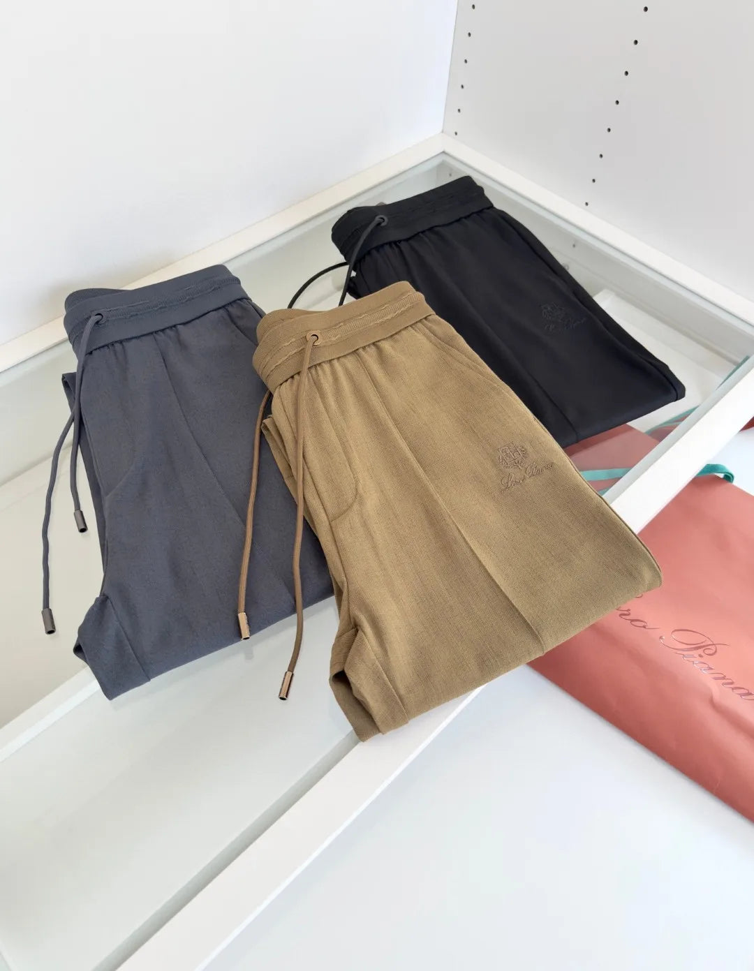 Italian LP European and American light luxury men's clothing summer linen Tencel elastic waist tether straight casual pants
