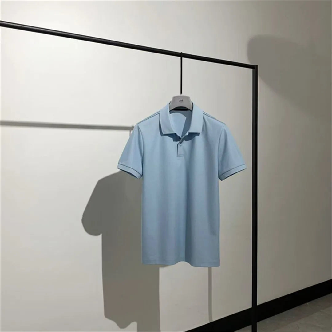 High-end quality, American horse cotton business casual lapel short-sleeved T-shirt polo shirt