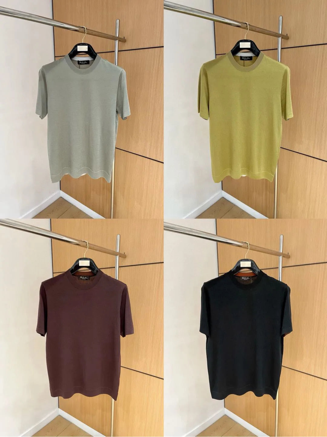 Italian LP Men's Spring/Summer New Collection Wool Sand Thread Cotton Simple Fashion Round Neck Knitted Short Sleeve T-shirt