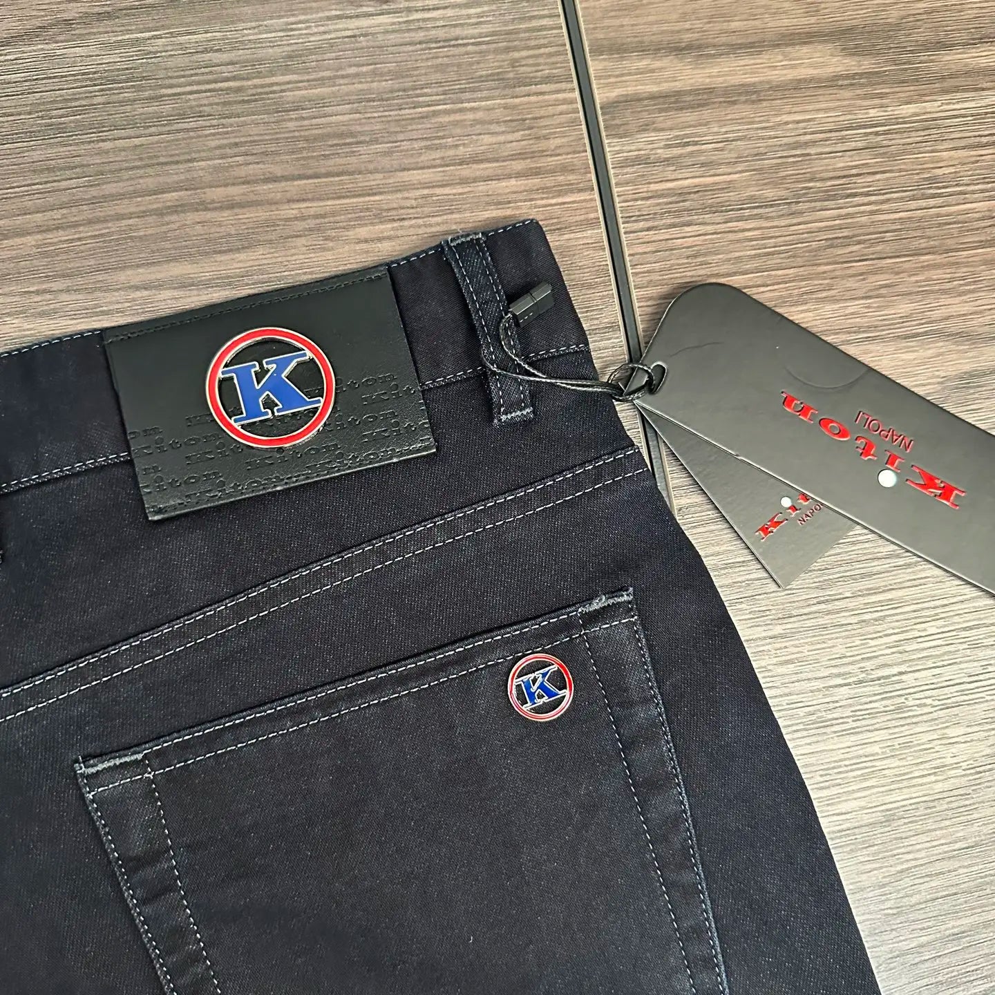 2025 summer new kiton chiton men's slim-fitting small feet solid color simple fashion casual jeans