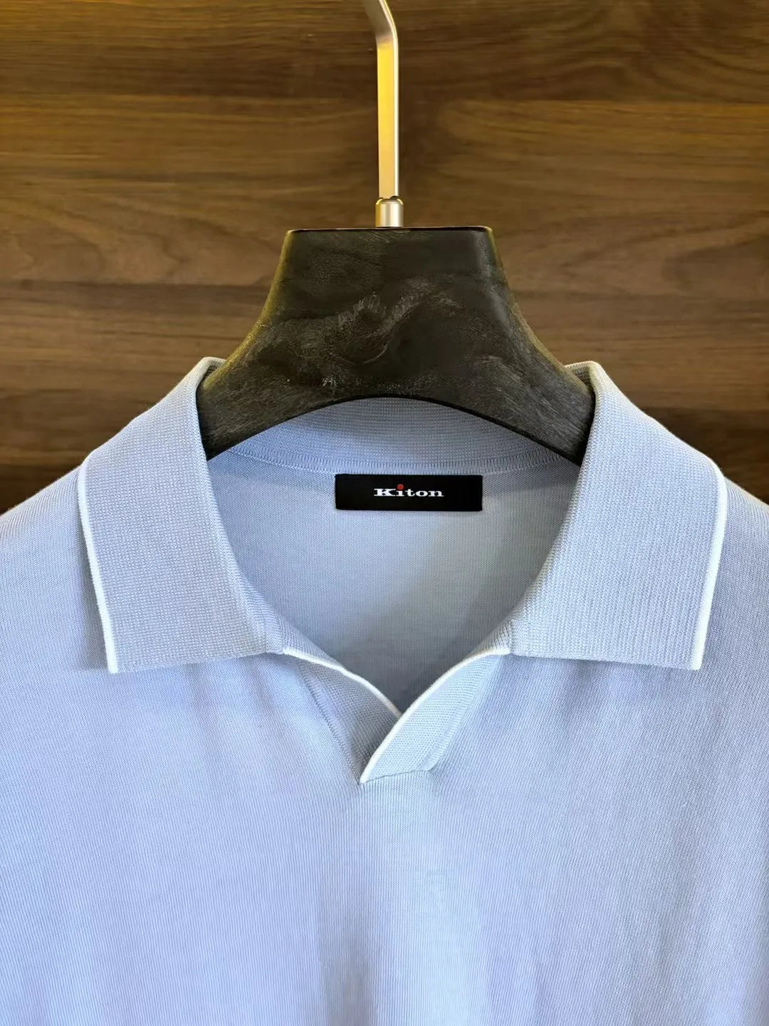 Italian kiton light luxury summer silk blended cotton spinning knitted Haiou collar short-sleeved polo shirt