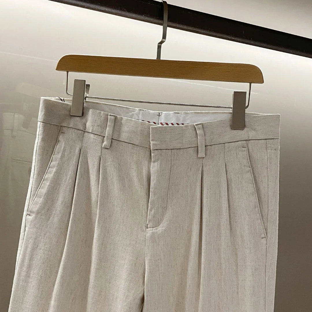 Fashion light luxury Italian LP men's clothing spring and summer new linen viscose fashion old money style business casual pants