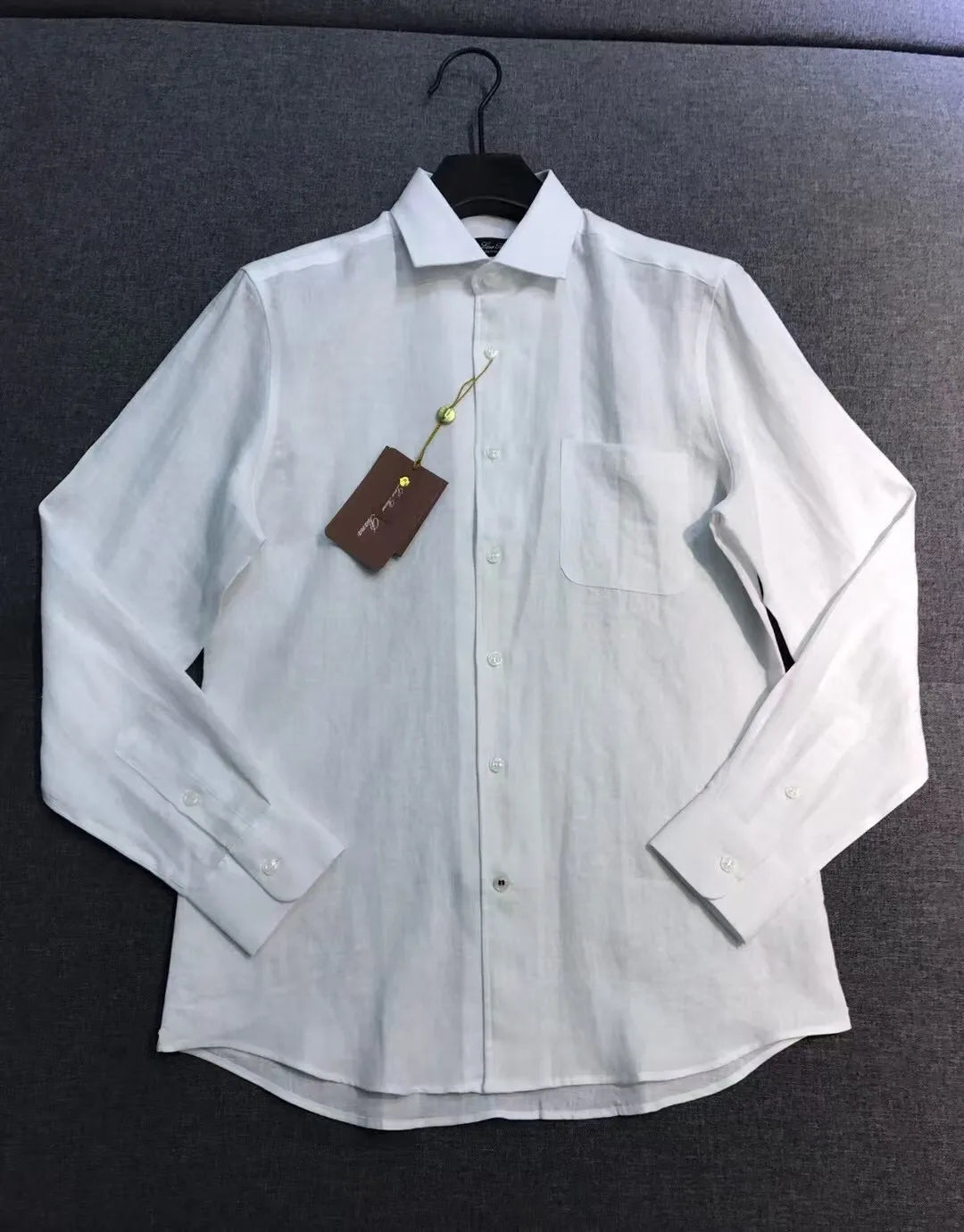 Italian LP Men's Clothing, Linen Business Casual Elegant Minimalist Long Sleeve Shirt Shirt