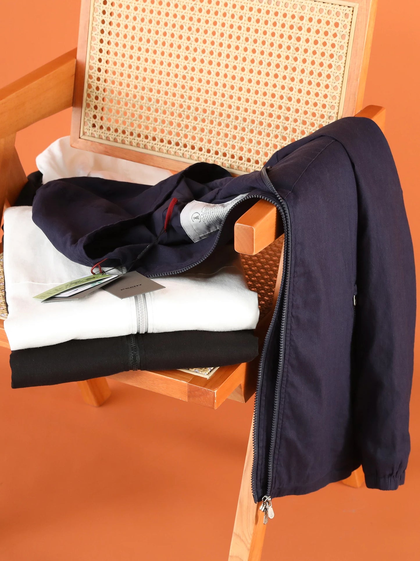 Spring and summer new men's high sense business leisure linen blend hooded jacket