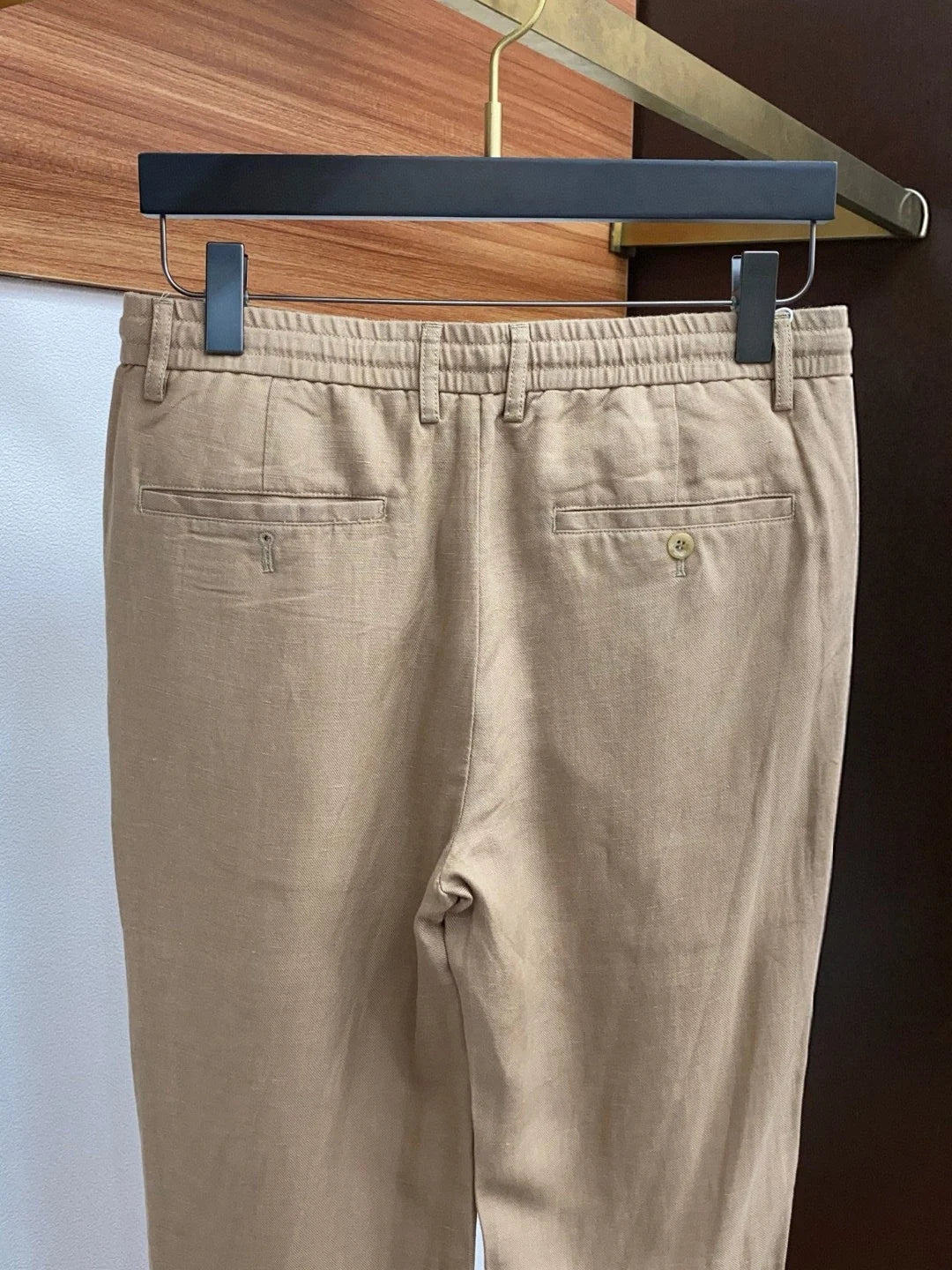 Italian LP old money style business minimalist elastic waist small straight tube linen casual pants