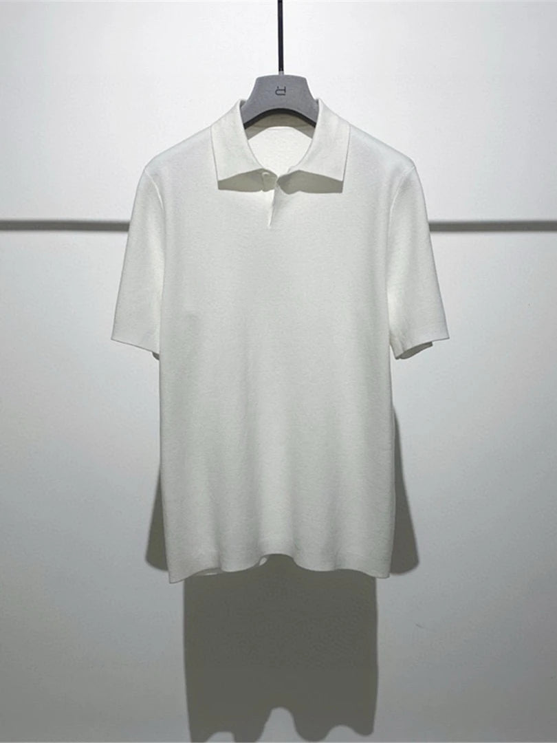 Toning premium spring and summer business, super soft cotton yarn, casual knitted polo shirt, short-sleeved polo shirt