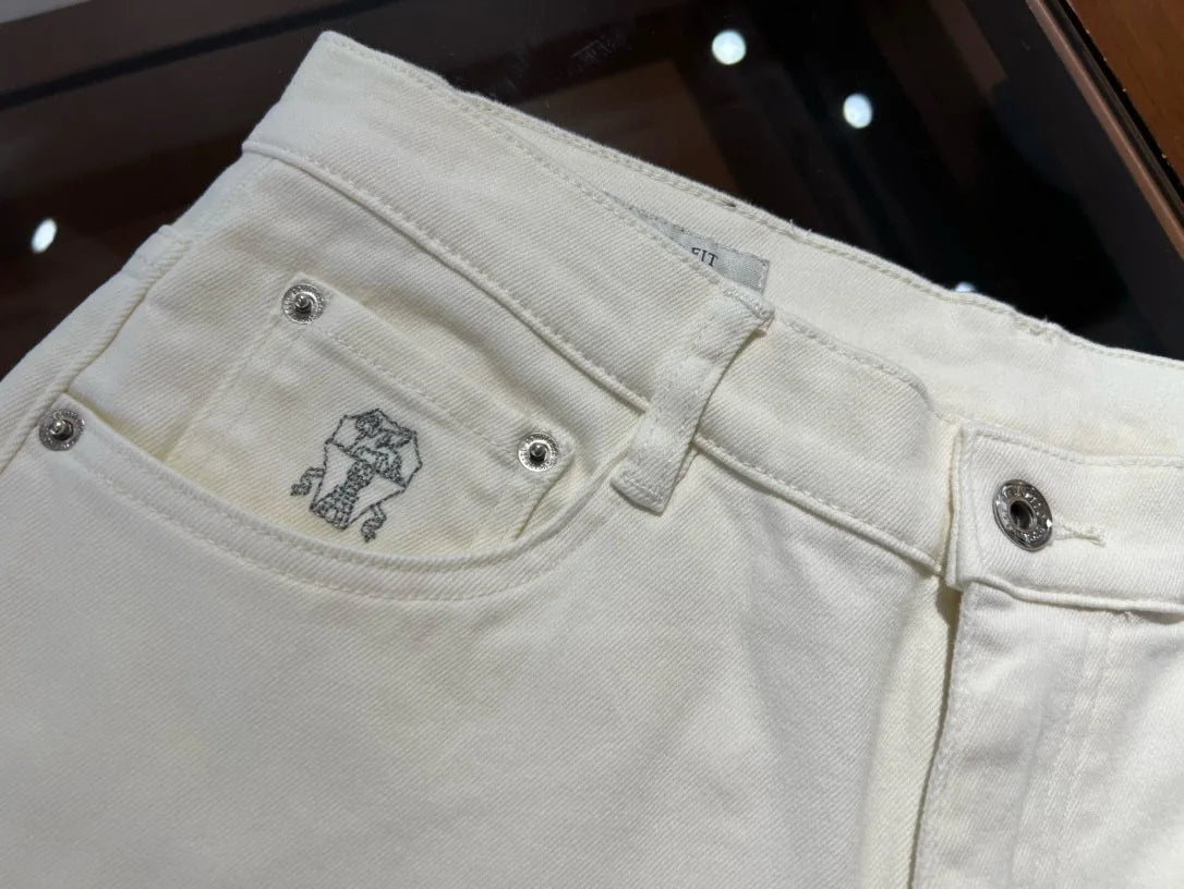 Fashion light luxury Italian BC men's spring and summer new business casual fashion small straight jeans
