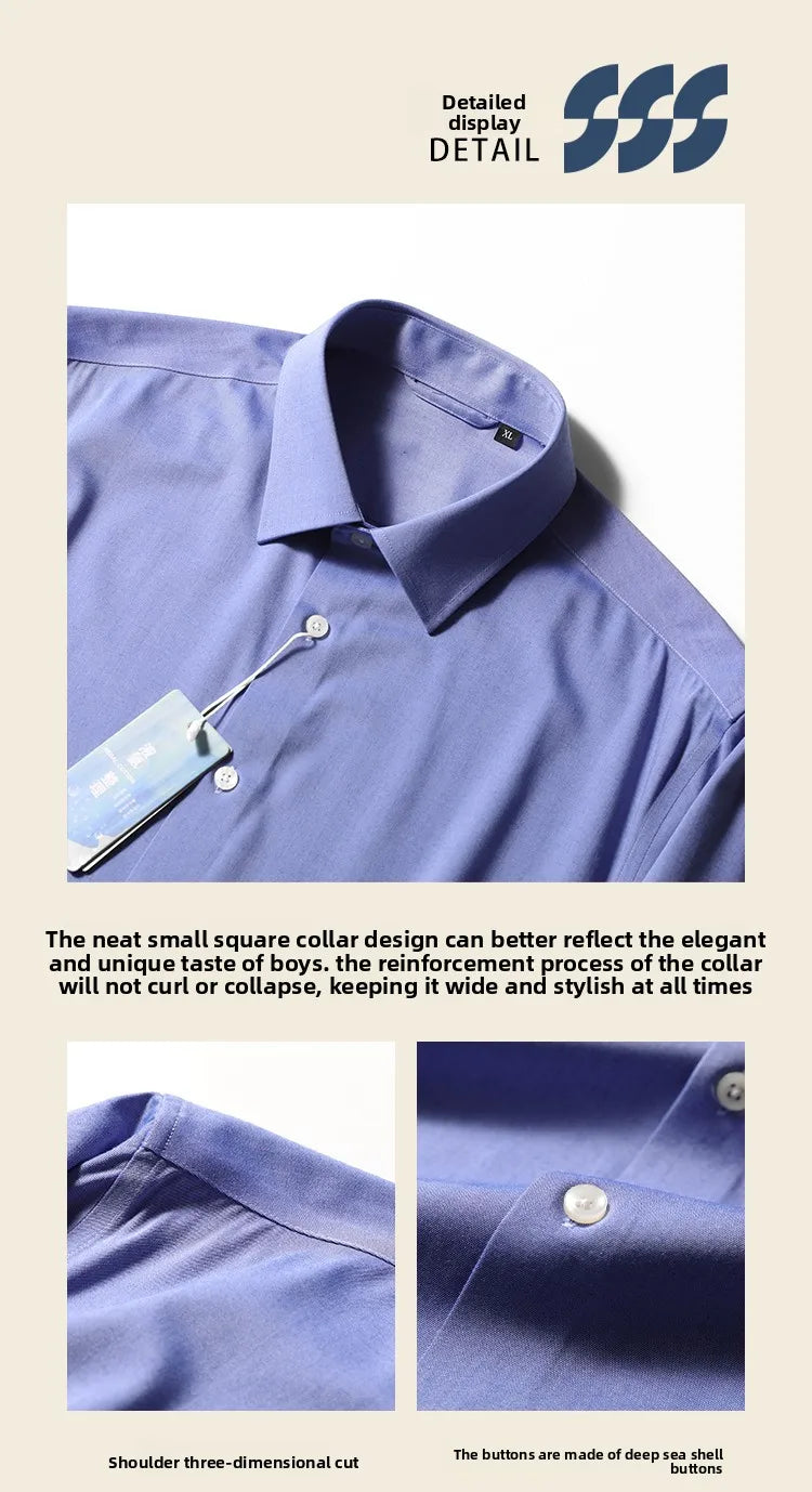 ZZ spring new men's business casual liquid ammonia cotton long-sleeved shirt formal professional shirt