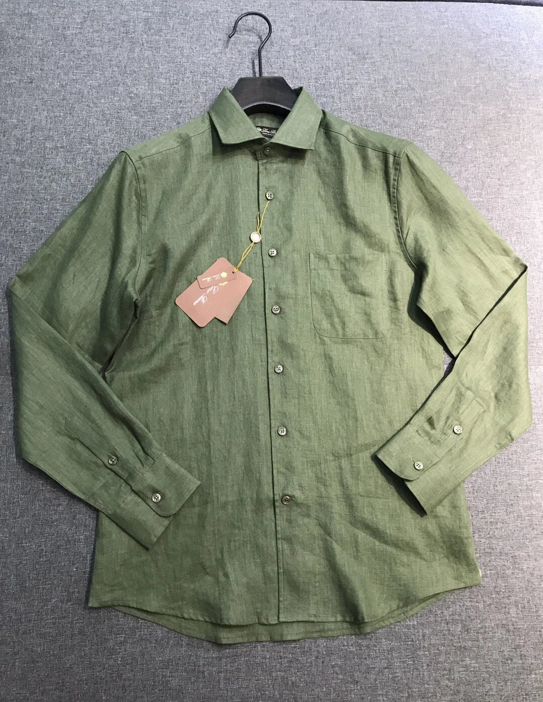 Italian LP Men's Clothing, Linen Business Casual Elegant Minimalist Long Sleeve Shirt Shirt