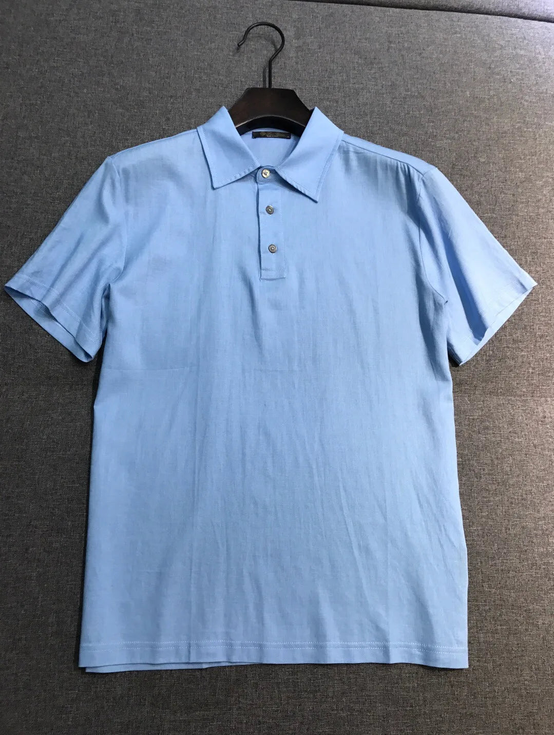 LP old money style high-quality summer collar short business casual linen polo shirt