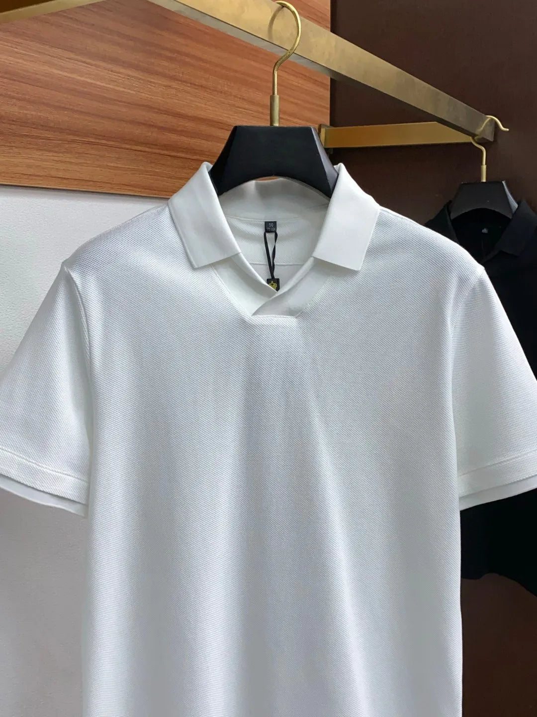 Italian old money style summer pure cotton Haiou collar simple casual short-sleeved polo shirt