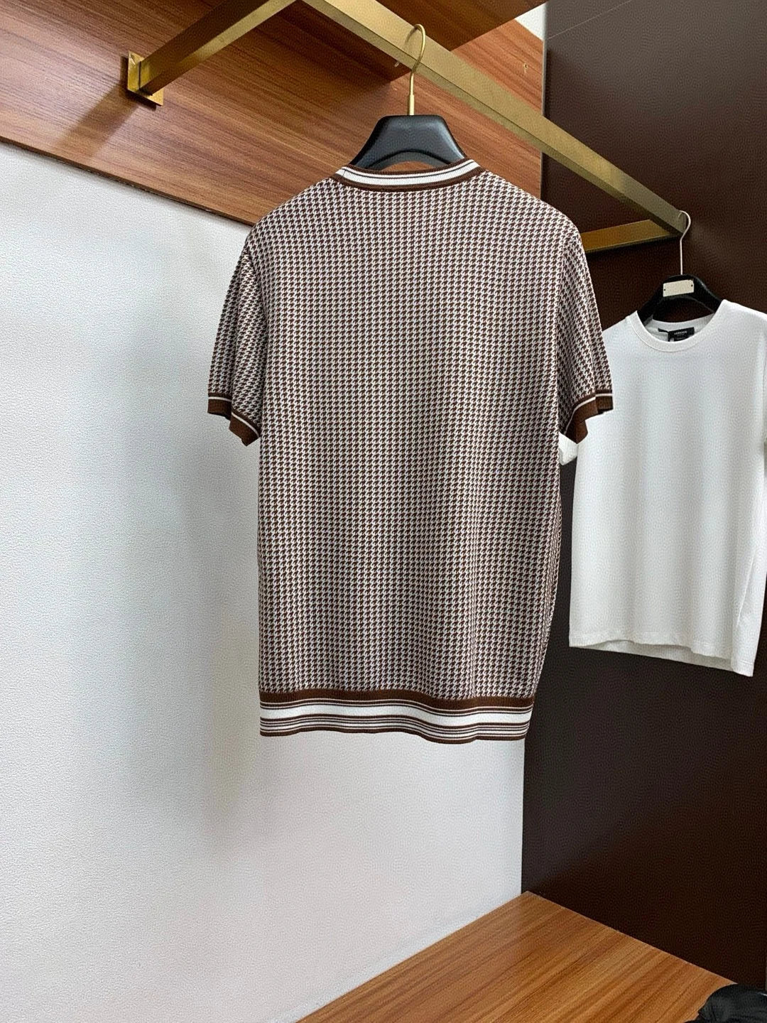 Italian LP Old Money Style 25 Spring/Summer Thousand Bird Pattern Knitted Cotton Blended Round Neck Casual Short Sleeve T-shirt