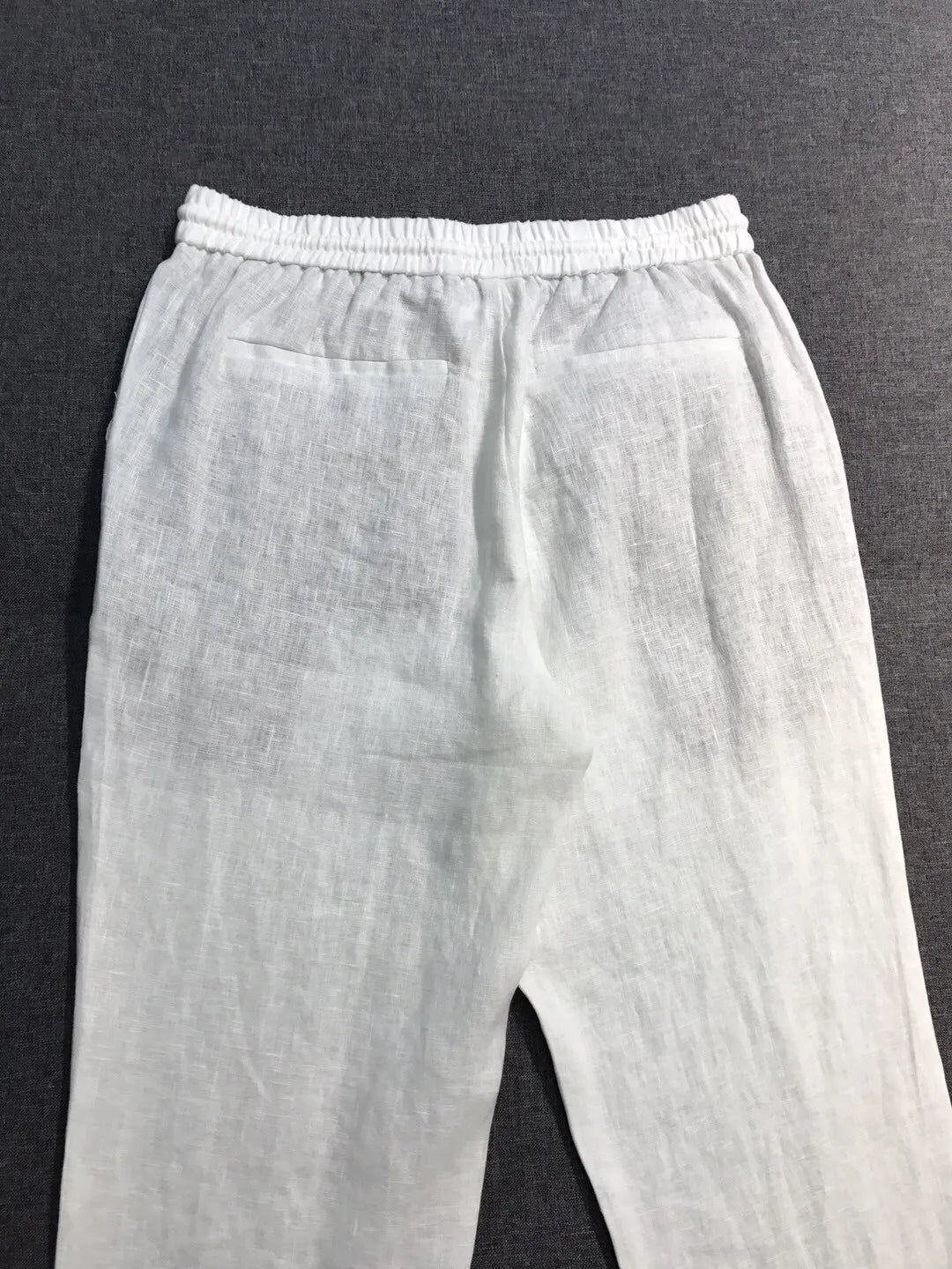 LP old money style light luxury summer pure linen elastic waist tied rope small straight leg casual pants