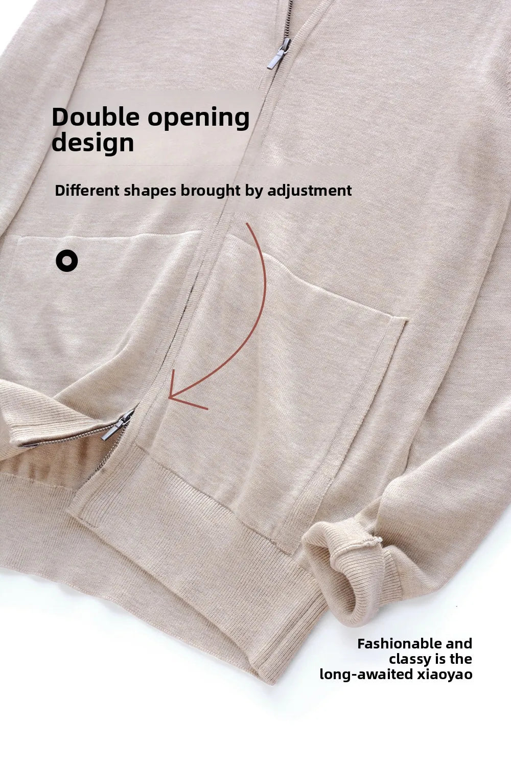 Autumn and winter new LP men's premium stand-up neck zipper knitted cardigan jacket wool Tencel blended sweater