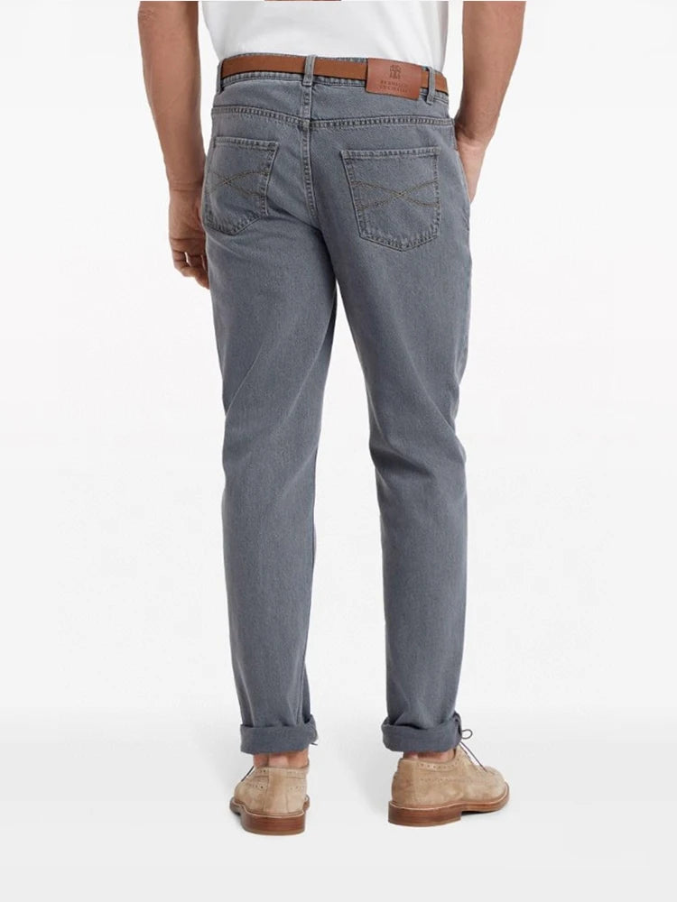 Italy BC old money style men's clothing 25 spring and summer new washed gray fashion business casual small straight jeans