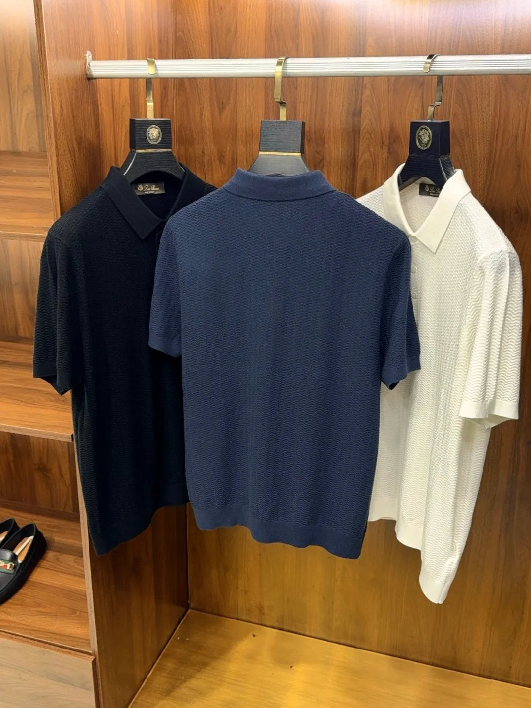 Italian LP light luxury men's clothing 25 summer high version mulberry silk mixed cashmere lapel short-sleeved casual polo shirt