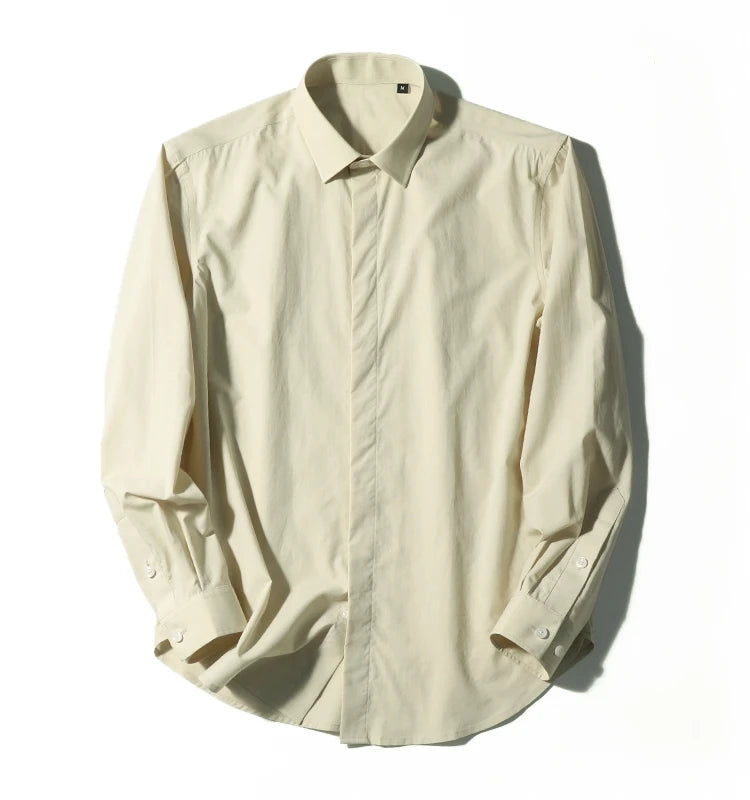 Tencel cotton blend autumn fashion business casual anti-wrinkle men's long-sleeved shirt