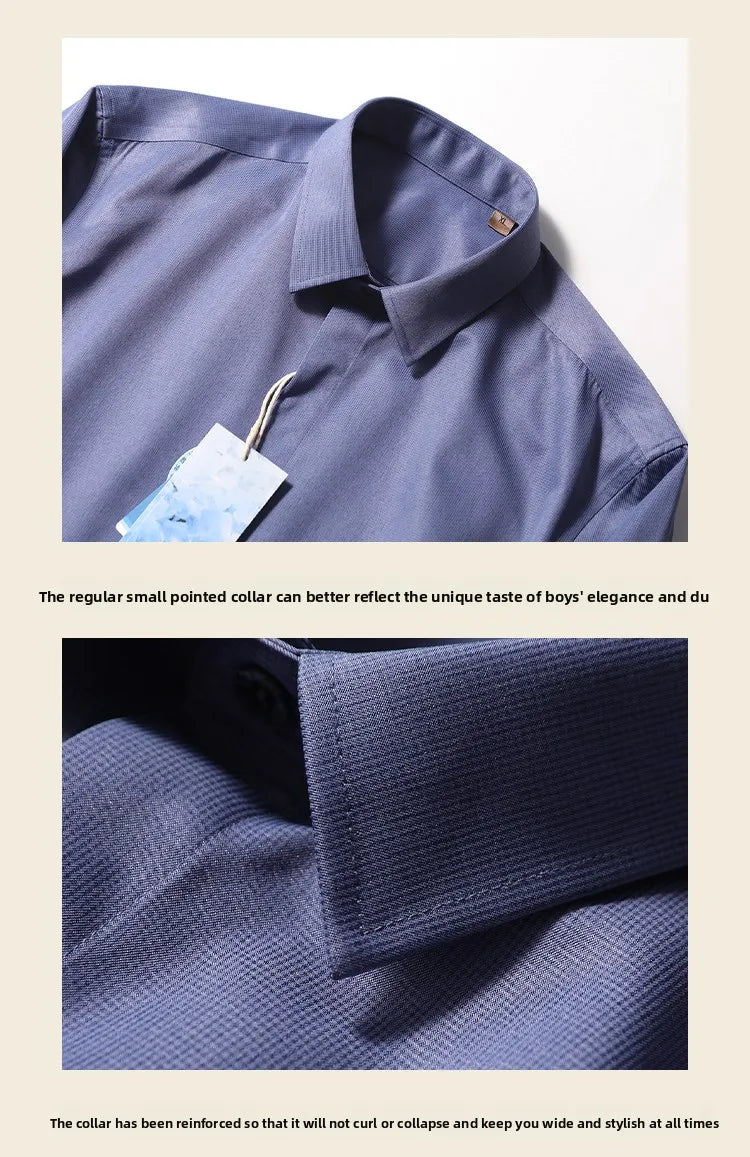 Italian luxury spring new men's business casual long-staple cotton shirt thousand bird plaid dark pattern shirt