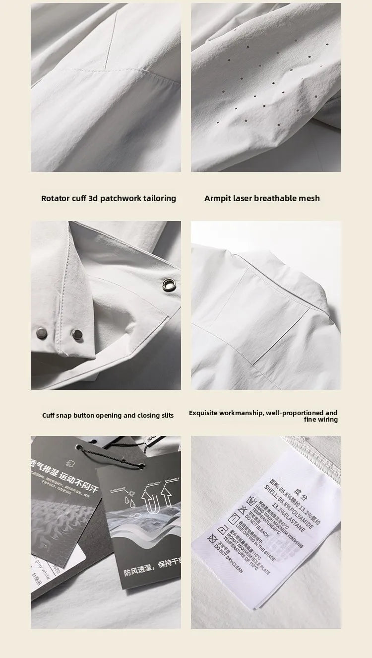 2025 summer new men's business and leisure outdoor quick-drying breathable high-elastic shirt light and thin long-sleeved shirt