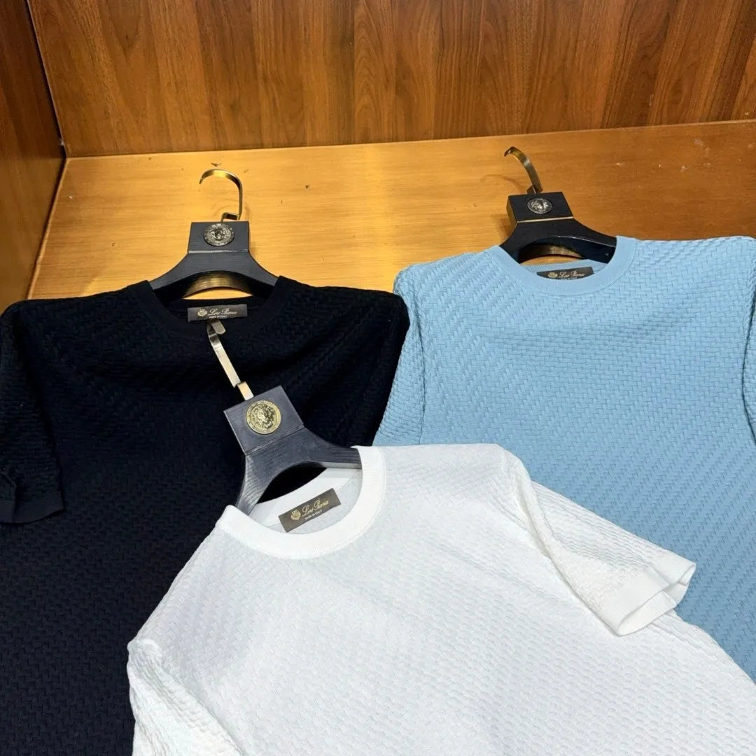 Italian LP old money style spring and summer high-quality Lyocell mixed silk round neck knitted shirt T-shirt