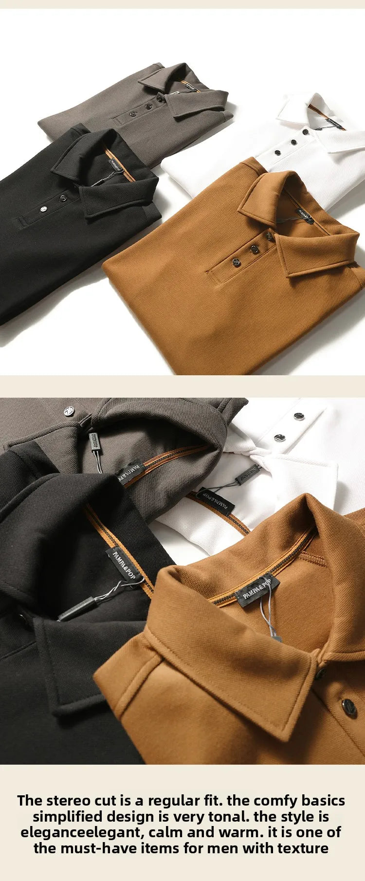 ZZ light mature style spring and autumn new commuter casual knitted polo shirt