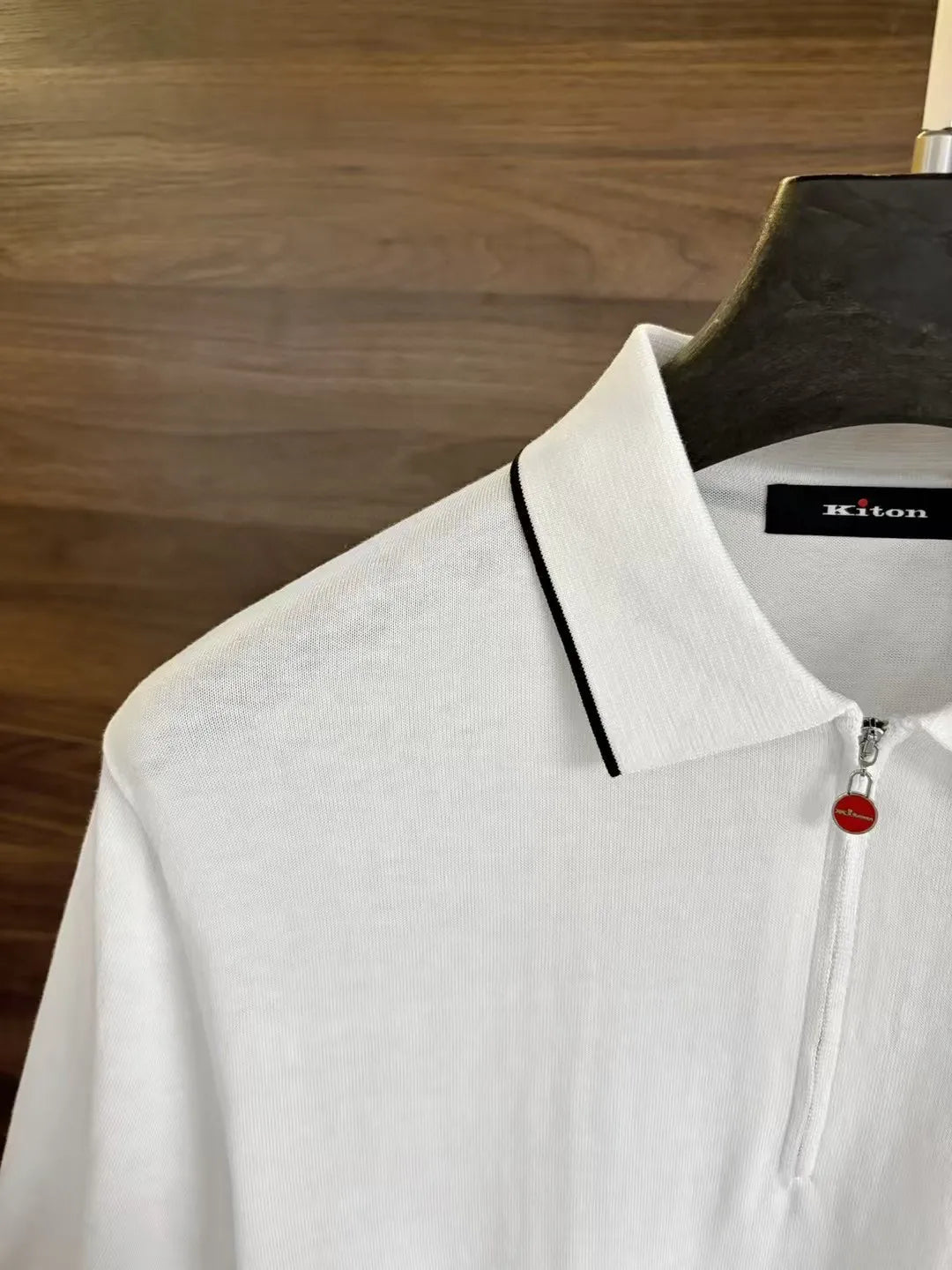 Italian kiton European and American light luxury men's spring and summer wool blended half-zipper lapel short-sleeved polo shirt