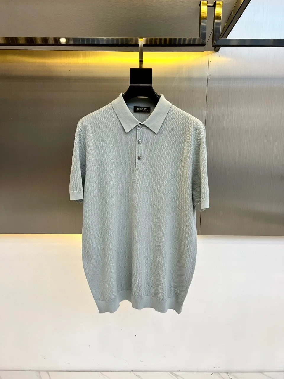 LP Italian style vintage style light luxury summer cotton blend knit lapel short sleeved casual polo shirt