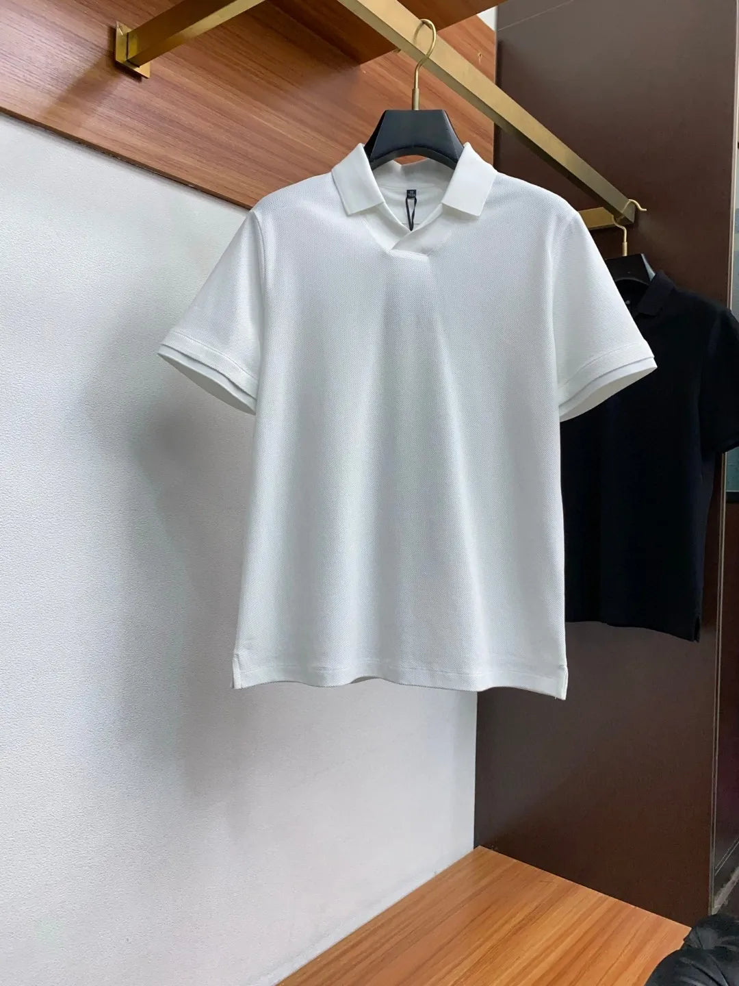 Italian old money style summer pure cotton Haiou collar simple casual short-sleeved polo shirt