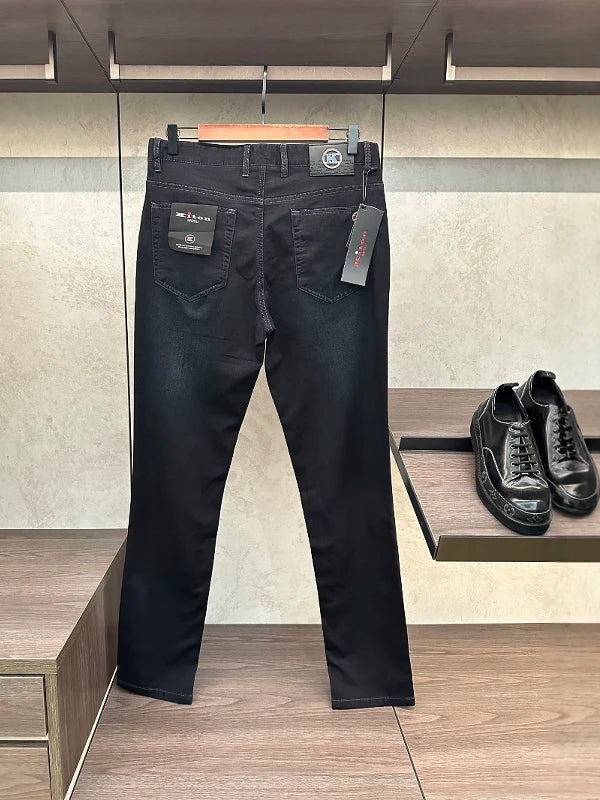 2025 summer new kiton chiton men's slim-fitting small feet solid color simple fashion casual jeans