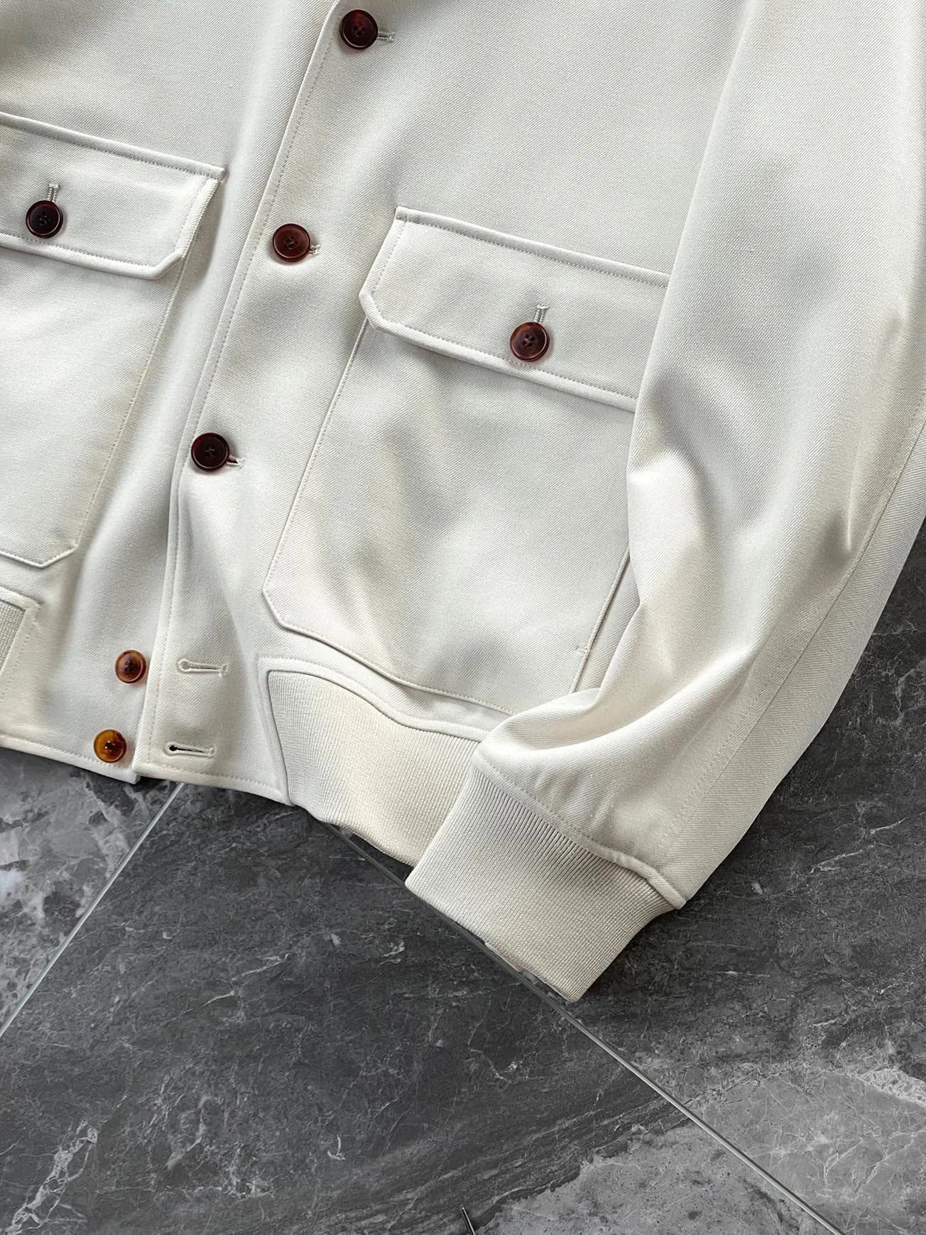 BC old money style, Lyocell wool, classic multi-pocket business casual stand-up collar jacket