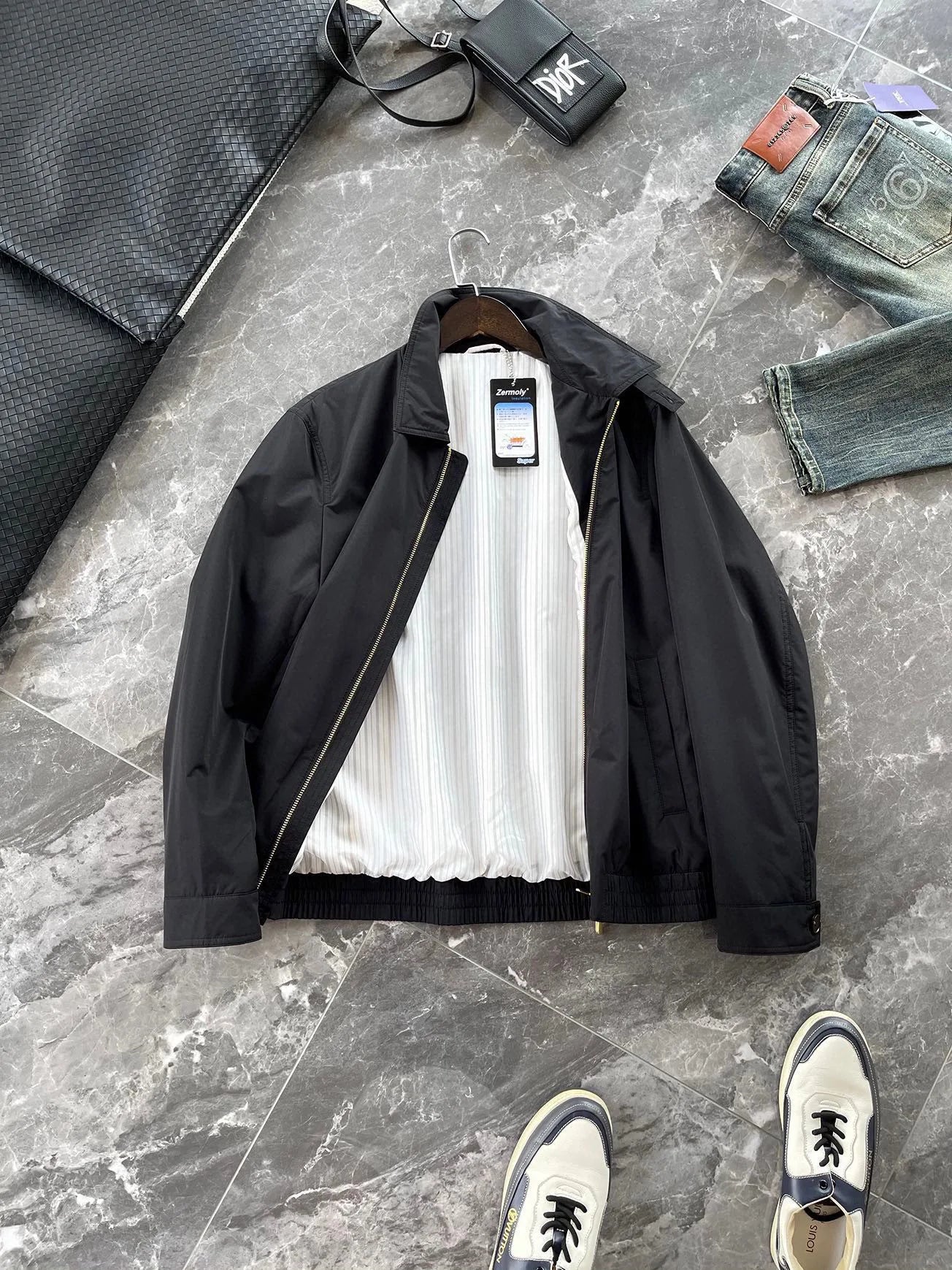 Italy BC men's clothing autumn and winter new fashion casual old money wind Harrington built-in thin cotton thermal jacket