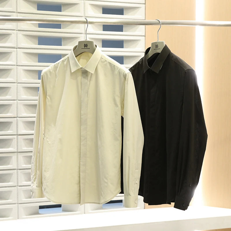 Tencel cotton blend autumn fashion business casual anti-wrinkle men's long-sleeved shirt