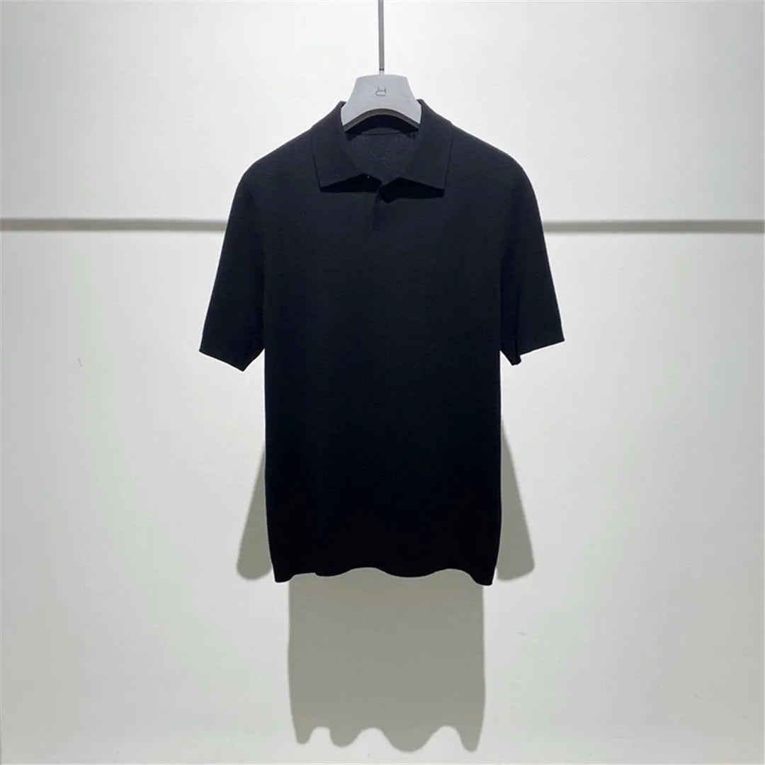 Toning premium spring and summer business, super soft cotton yarn, casual knitted polo shirt, short-sleeved polo shirt