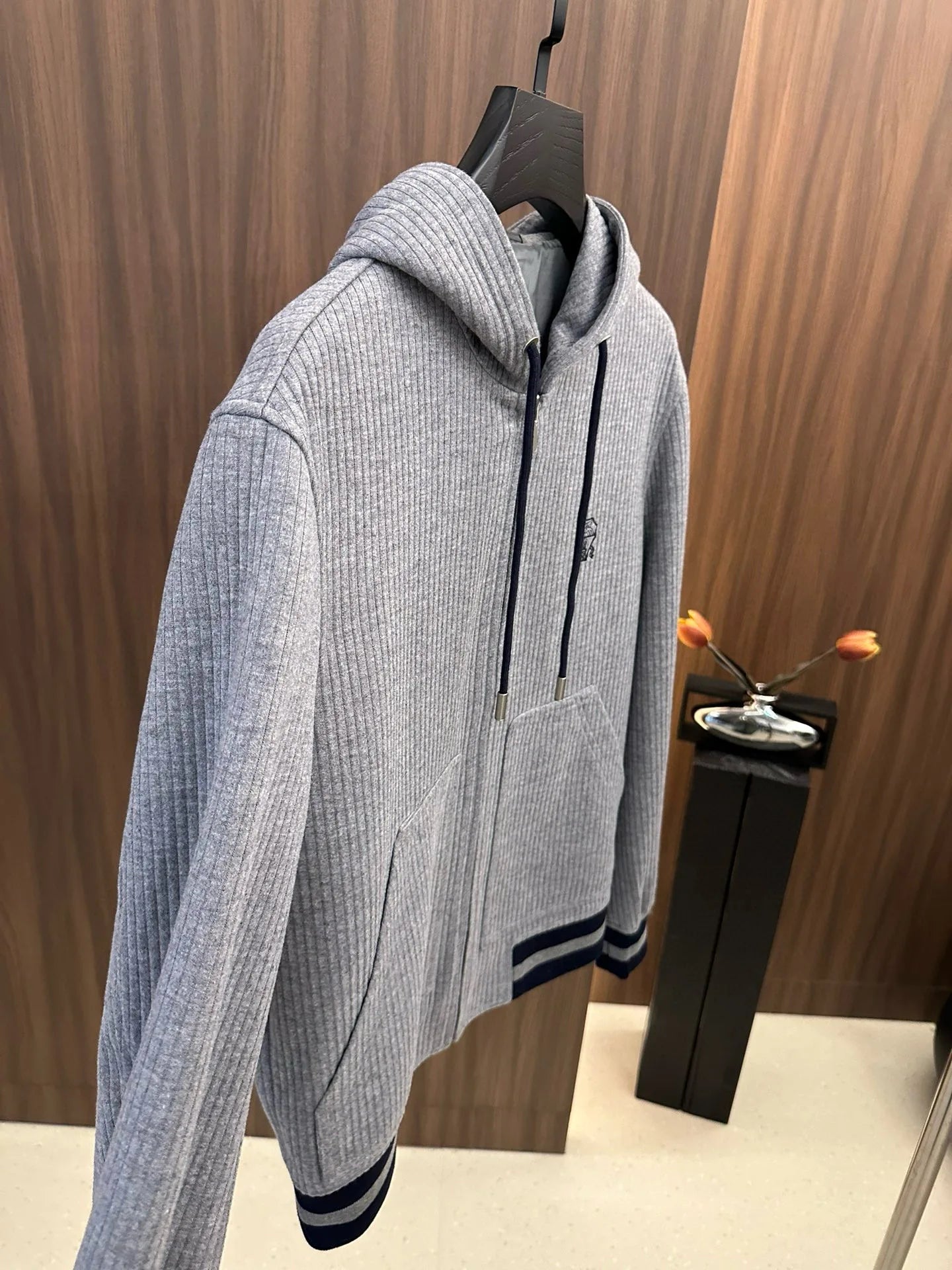 Italy BC old money style men's clothing 24 autumn and winter new wool stripe fashion business casual hooded jacket