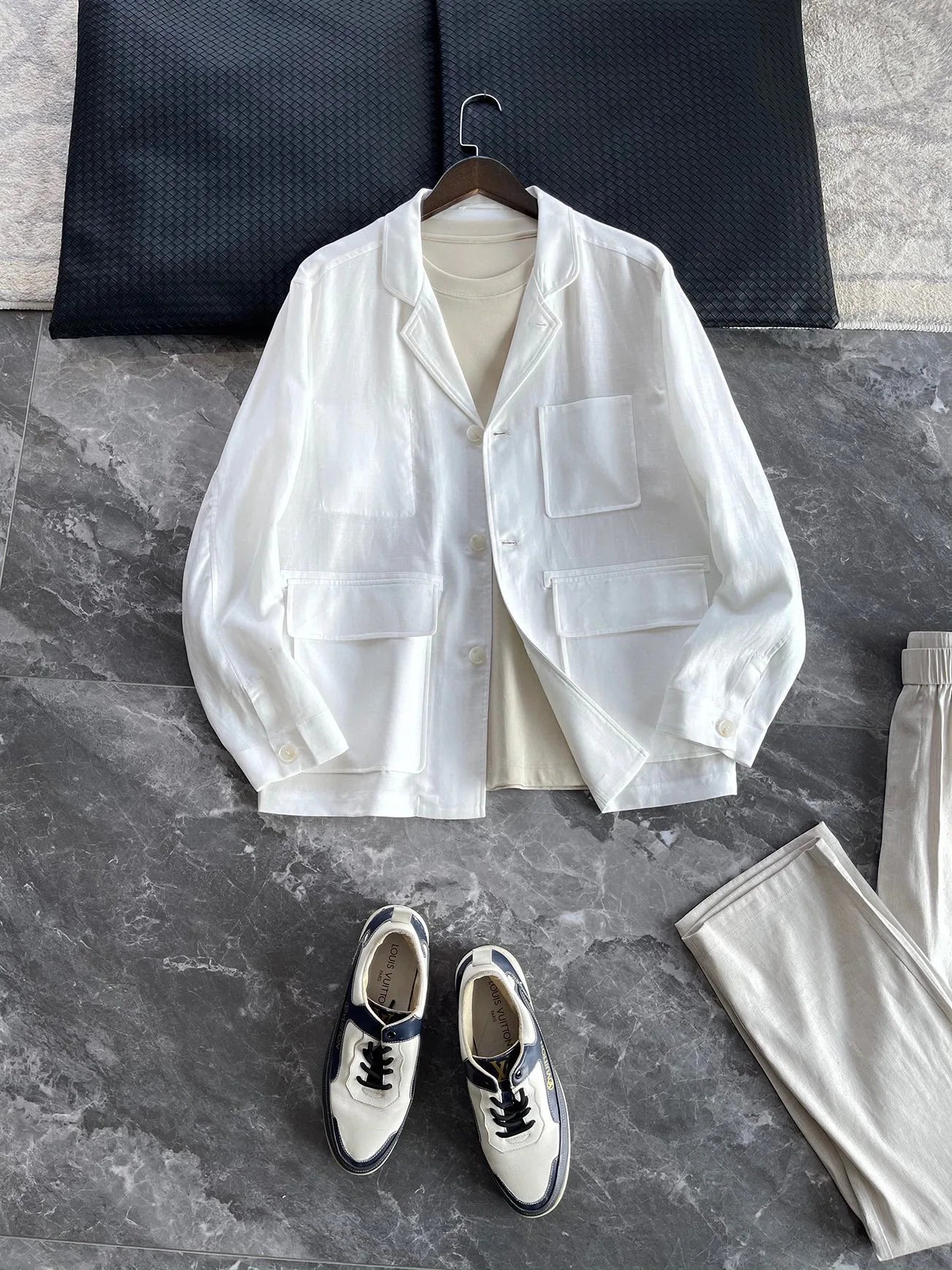Low key old money style BC spring lyocell linen blend lapel jacket jacket