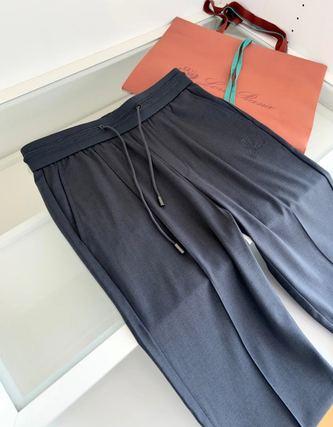 Italian LP European and American light luxury men's clothing summer linen Tencel elastic waist tether straight casual pants