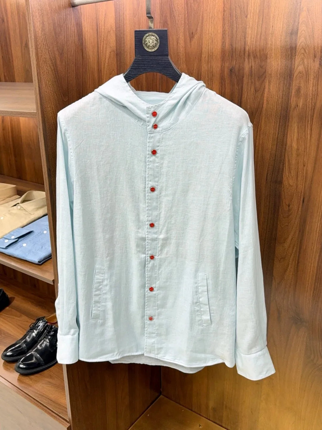 Italian Kiton Old Money Wind Summer High Version Pure Linen Windproof Sunscreen Casual Hooded Shirt Thin Jacket Men and Women