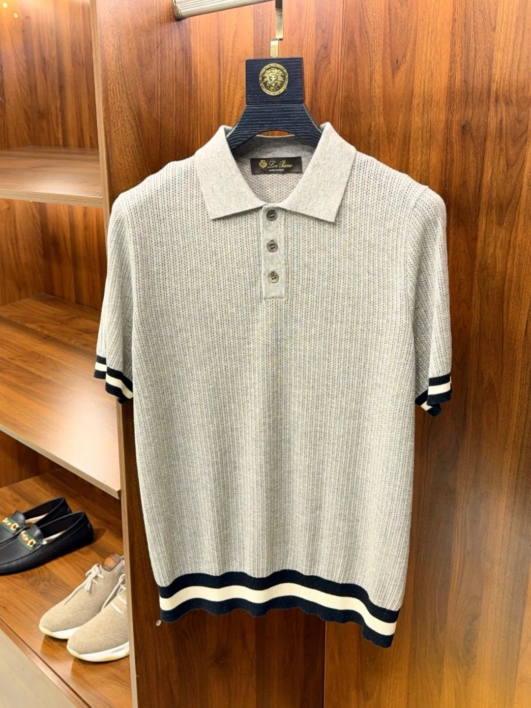 Italian LP Old Money Wind 25 Summer Mulberry Silk Mixed Cashmere Flip Collar Short Sleeve Casual Polo Shirt