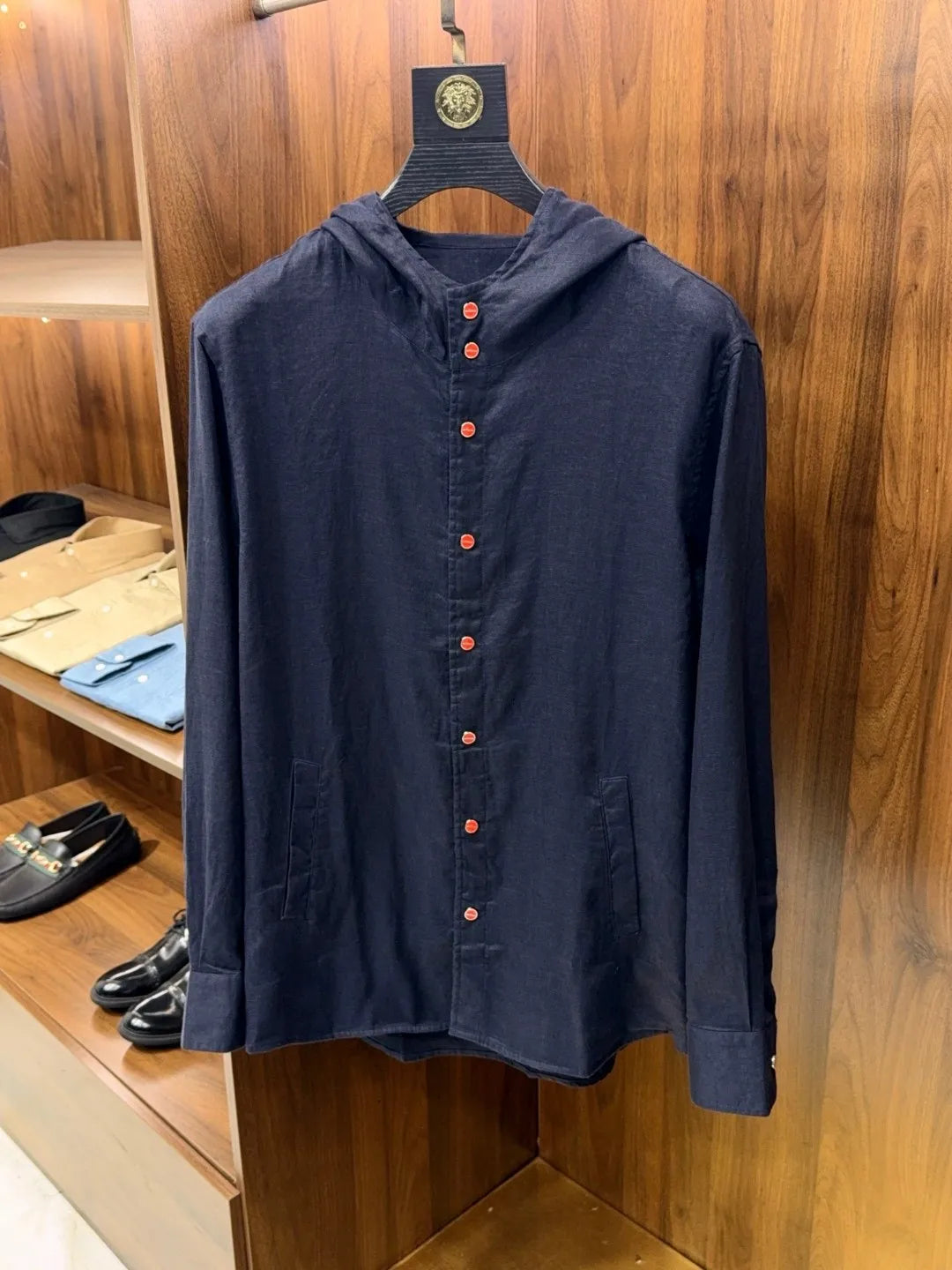 Italian Kiton Old Money Wind Summer High Version Pure Linen Windproof Sunscreen Casual Hooded Shirt Thin Jacket Men and Women