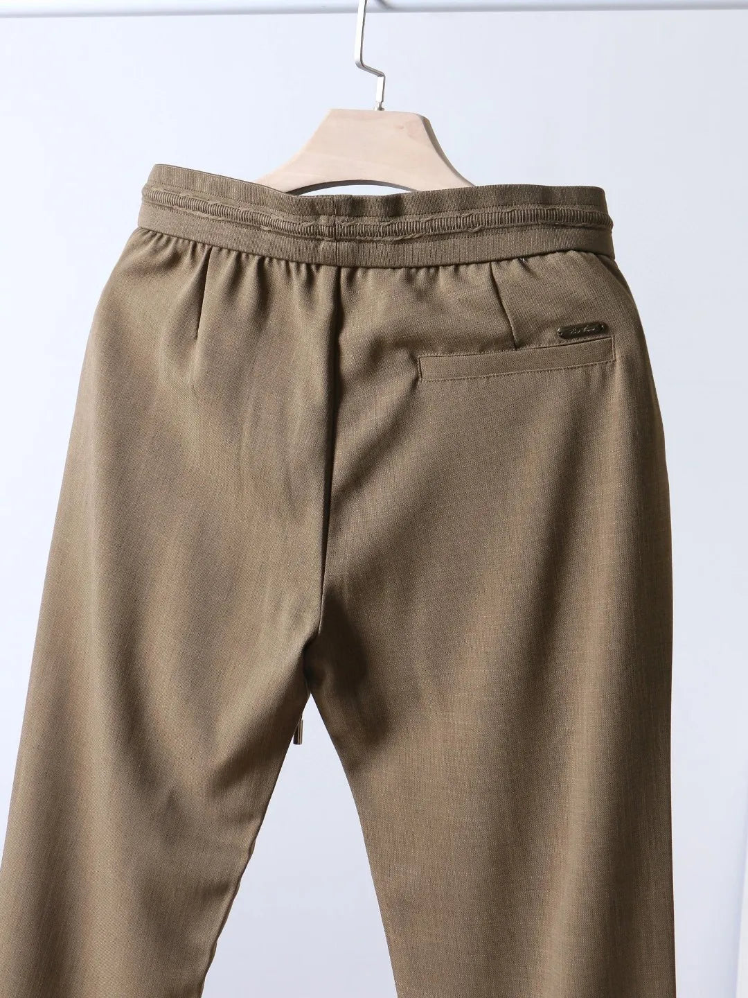 Italian LP European and American light luxury men's clothing, linen Tencel vertical elastic waist tether straight casual pants