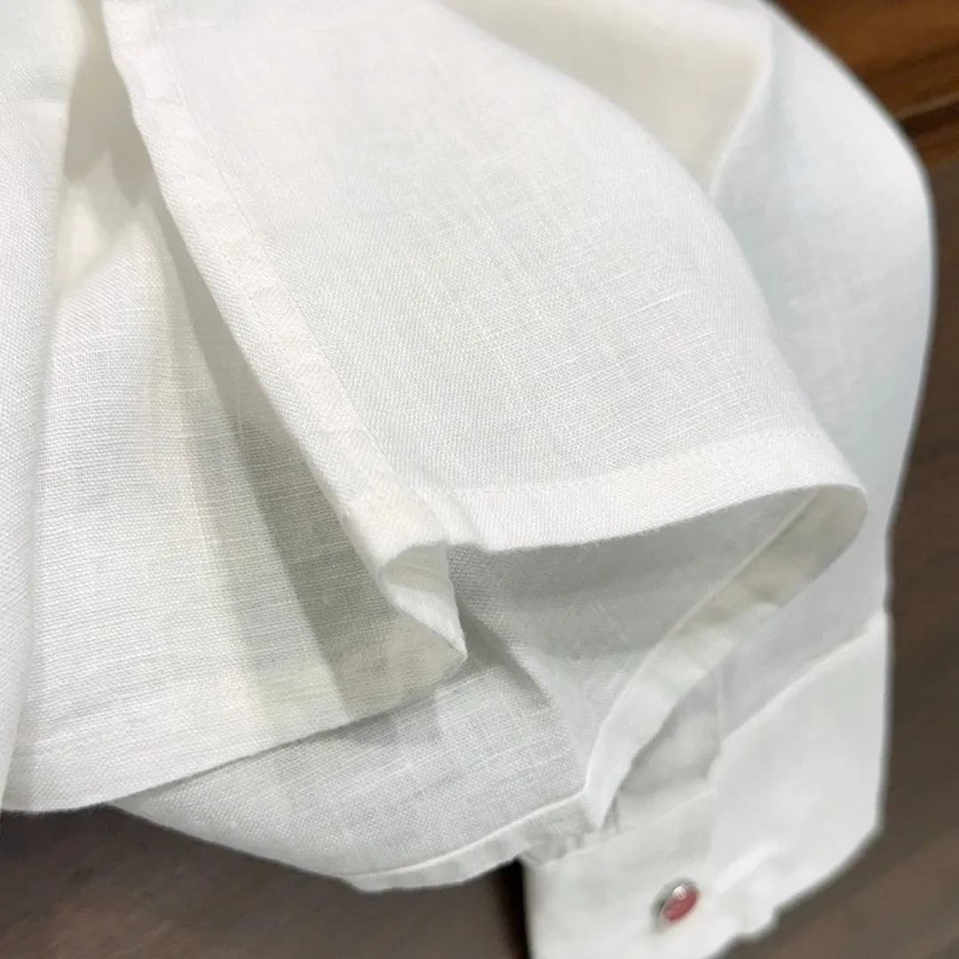 Italian Kiton vintage style minimalist 25 spring/summer linen business casual long sleeved shirt