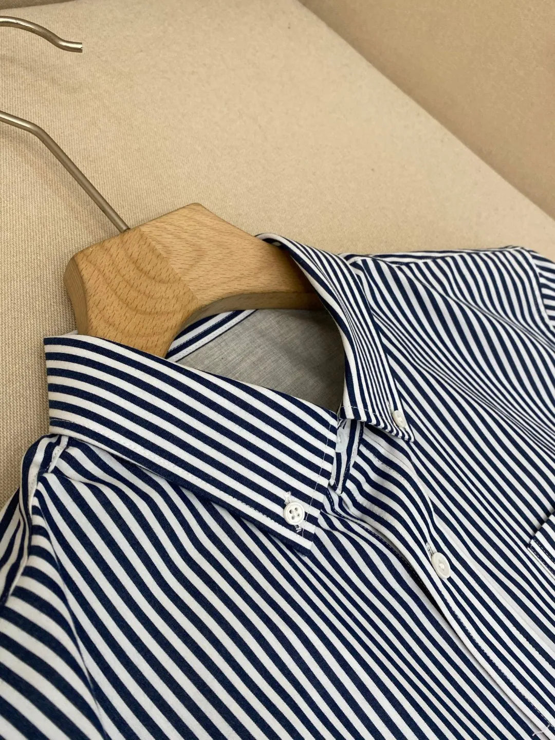 Italian old money style light luxury 25 summer pure cotton shirt business simple casual long sleeved striped shirt