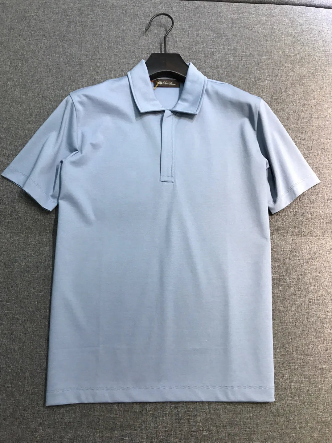 Italian LP European and American light luxury men's mulberry silk mixed cotton lapel short sleeved simple casual polo shirt