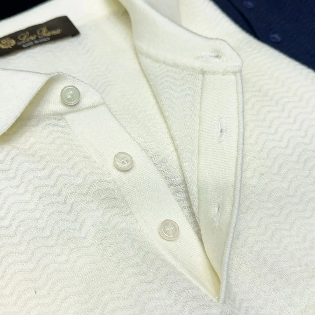 Italian LP light luxury men's clothing 25 summer high version mulberry silk mixed cashmere lapel short-sleeved casual polo shirt