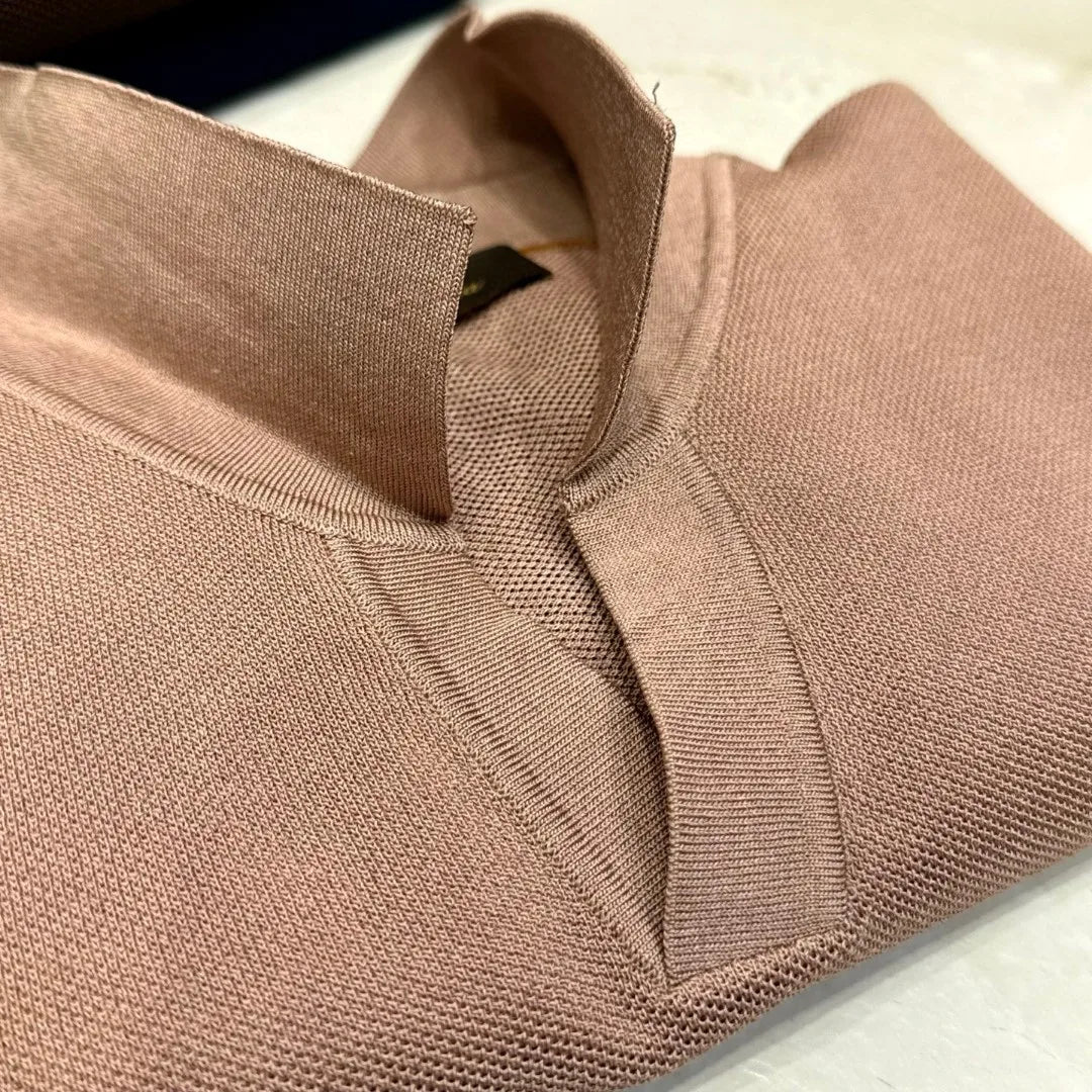 LP Italian old money style light luxury summer mulberry silk mixed Lyocell Haiou collar business casual short-sleeved polo shirt