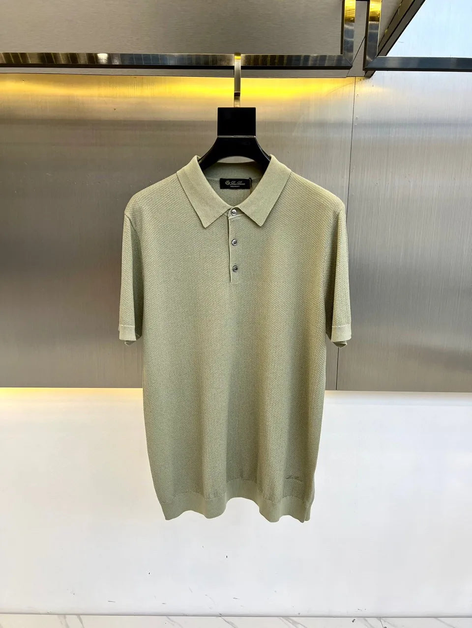 LP Italian style vintage style light luxury summer cotton blend knit lapel short sleeved casual polo shirt