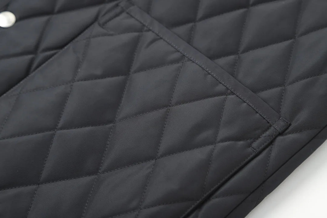 Classic LP Premium Textured Cashmere Woolen Lapel Rhombus Quilted Car Line Warm Camel Velvet Cotton Jacket