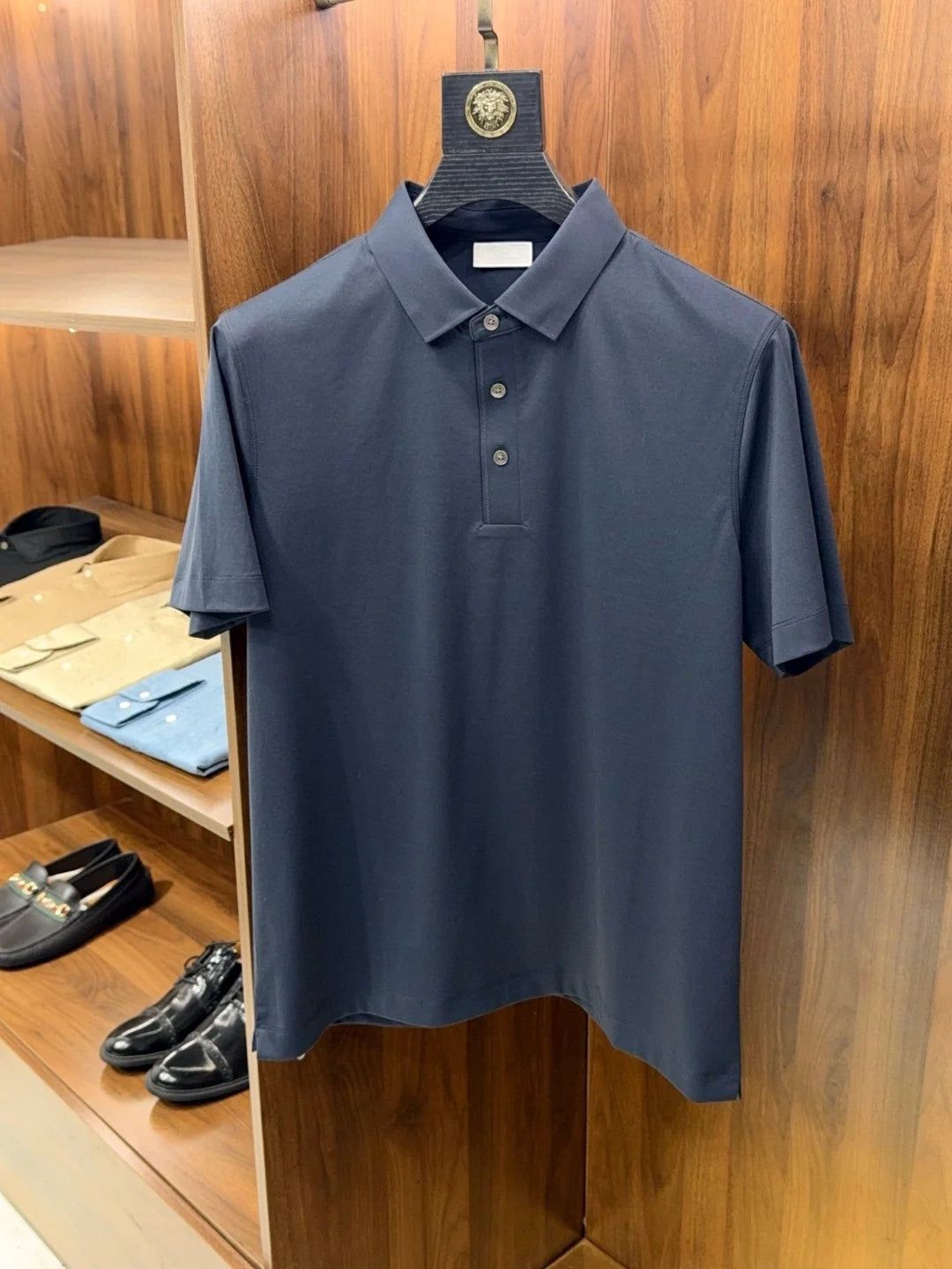 Italian old money style, business fashion urban style summer high version lapel short-sleeved polo shirt