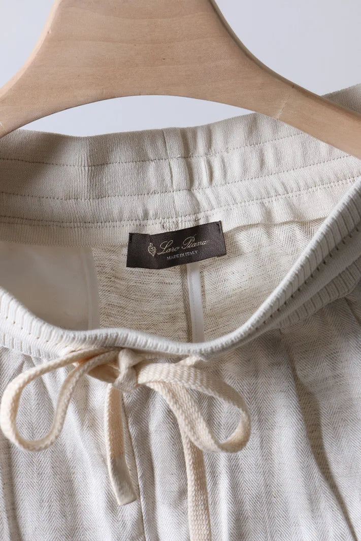 Italian LP old money style simple summer Tencel linen straight tube drawstring elastic waist casual pants